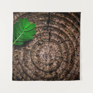 Abstract leaf tree stump green tapestry