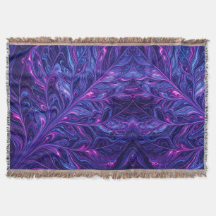 Abstract Leaf Vein Cosmic Purple Liquid Blankets
