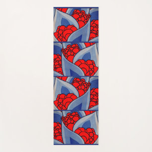 abstract leaves and flowers print yoga mat