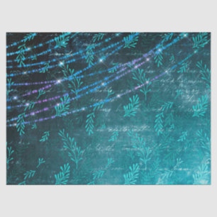 Abstract Leaves and String Lights on Green Tissue Paper