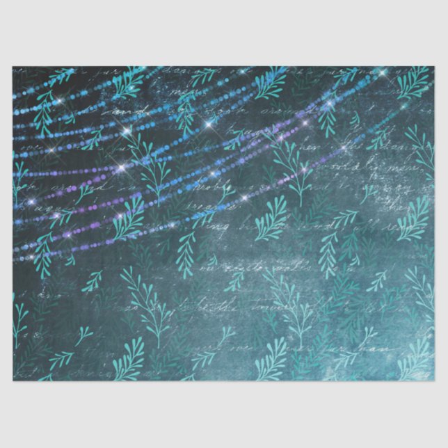 Abstract Leaves and String Lights on Green Tissue Paper (Front)