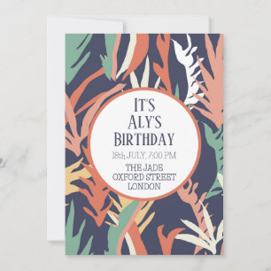  Abstract Leaves Birthday Invitation