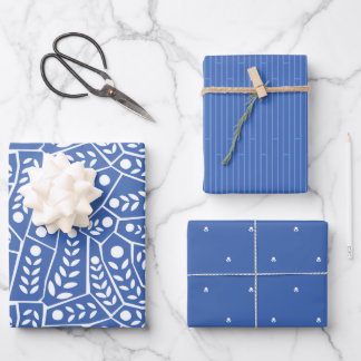 Abstract Leaves Blue Modern Shapes Wrapping Paper 