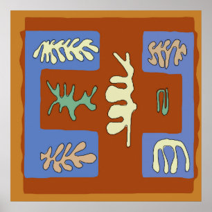 Abstract Leaves Brown Field Poster