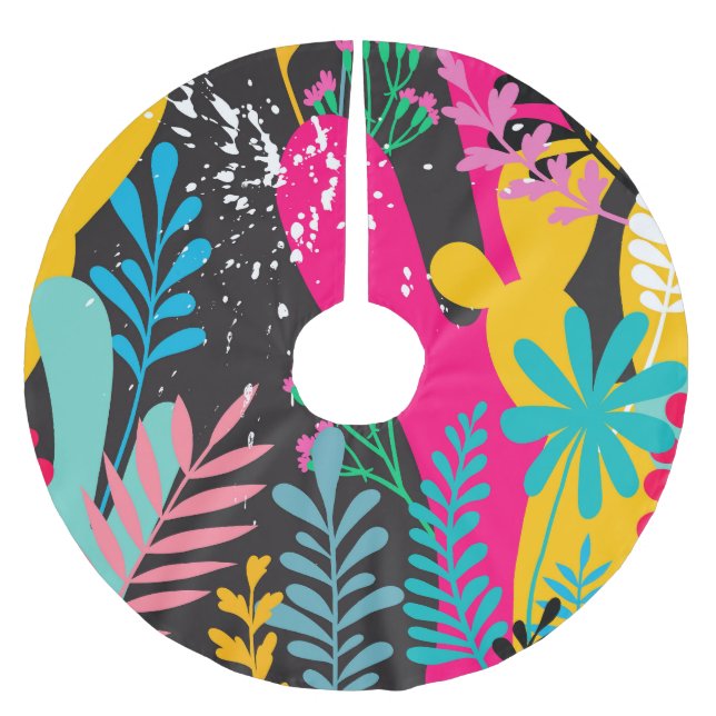 Abstract Leaves: Elegant Seamless Pattern Brushed Polyester Tree Skirt (Front)