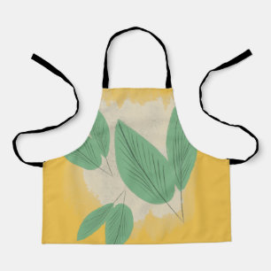 Abstract Leaves Greenery Yellow Illustration Apron