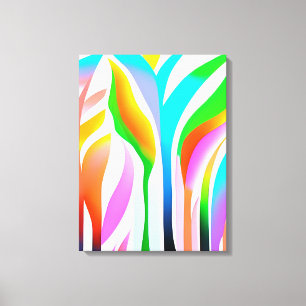 Abstract Leaves in Multicolored Pastels   Canvas Print