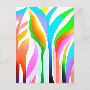 Abstract Leaves in Multicolored Pastels   Postcard