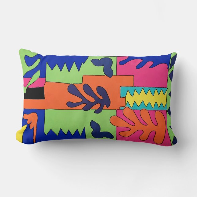 Abstract Leaves Lumbar Pillow (Front)
