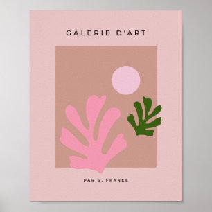 Abstract Leaves Minimalist Pink Cut Outs Poster