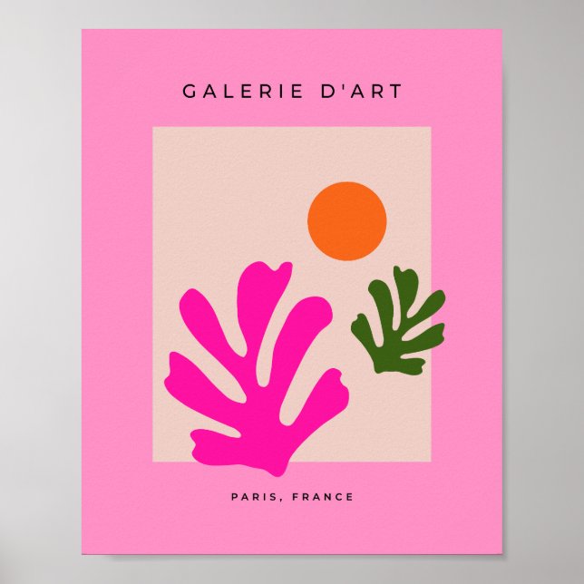 Abstract Leaves Minimalist Pink Orange Cut Outs Poster (Front)