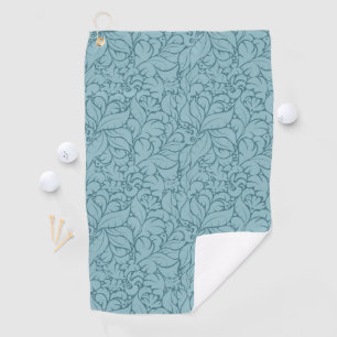 Abstract leaves muted teal pattern golf towel