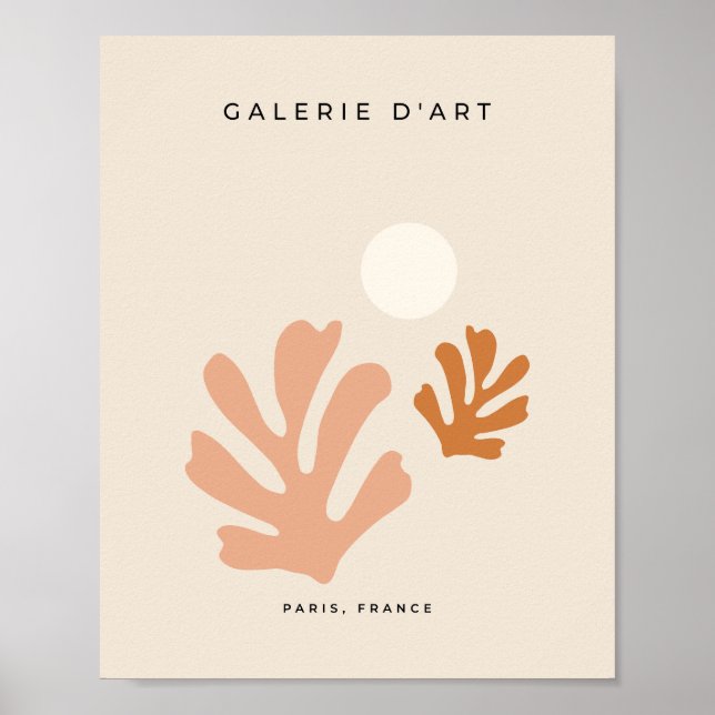 Abstract Leaves Neutral Beige Shapes Cut Outs Poster (Front)