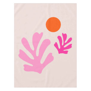 Abstract Leaves Pink Orange Modern Shapes Cut Outs Tablecloth