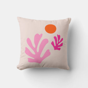Abstract Leaves Pink Orange Modern Shapes Cut Outs Throw Pillow