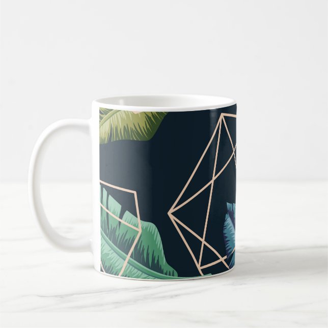 Abstract Leaves: Polygonal Line Seamless. Coffee Mug (Left)
