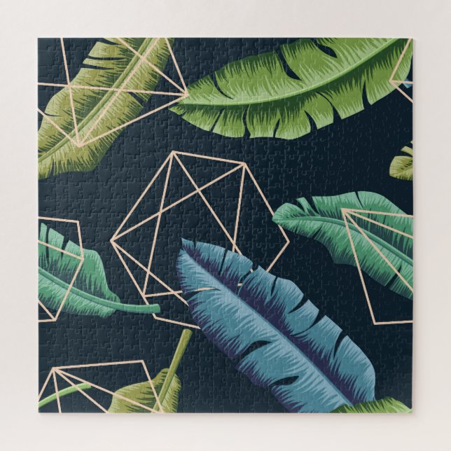 Abstract Leaves: Polygonal Line Seamless. Jigsaw Puzzle (Vertical)