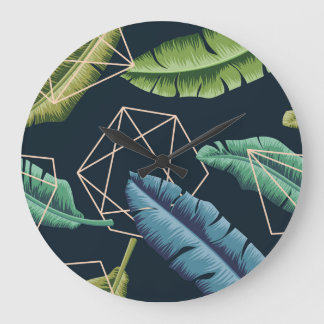 Abstract Leaves: Polygonal Line Seamless. Large Clock