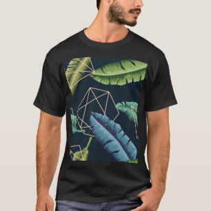 Abstract Leaves: Polygonal Line Seamless. T-Shirt