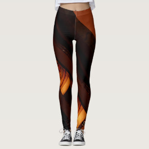 Abstract Leggings, Brown, Rust, Gold with Name Leggings