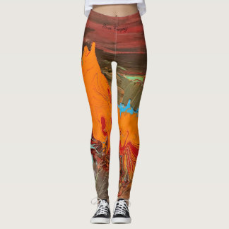 Abstract Leggings "Orange Burst"