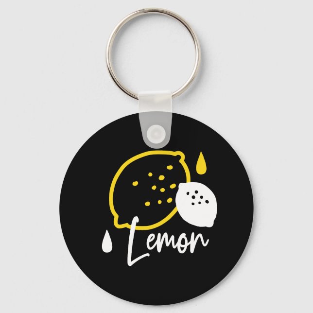 Abstract Lemon Illustration – Fresh Citrus Art Keychain (Front)