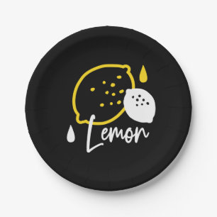 Abstract Lemon Illustration – Fresh Citrus Art Paper Plate