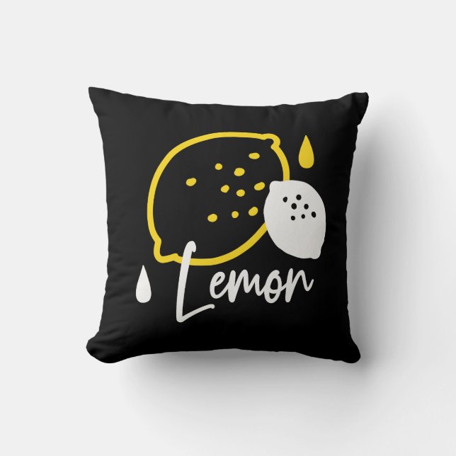 Abstract Lemon Illustration – Fresh Citrus Art Throw Pillow (Front)