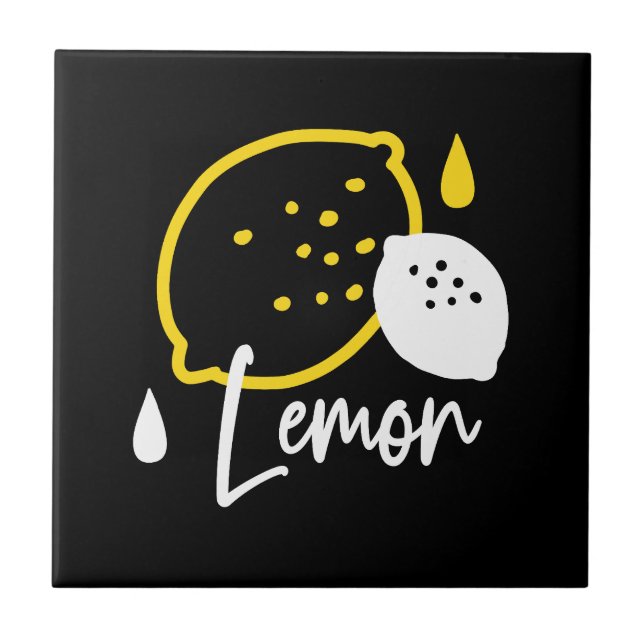 Abstract Lemon Illustration – Fresh Citrus Art Tile (Front)