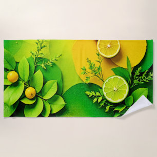 Abstract Lemon Lime Nature Art Beach Towel