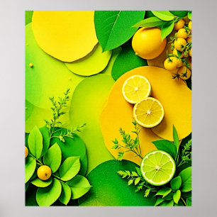 Abstract Lemon Lime Nature Art Poster