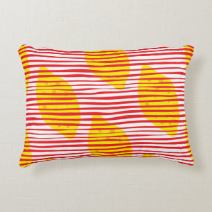 Abstract lemon with leaf seamless pattern. Hand dr Accent Pillow
