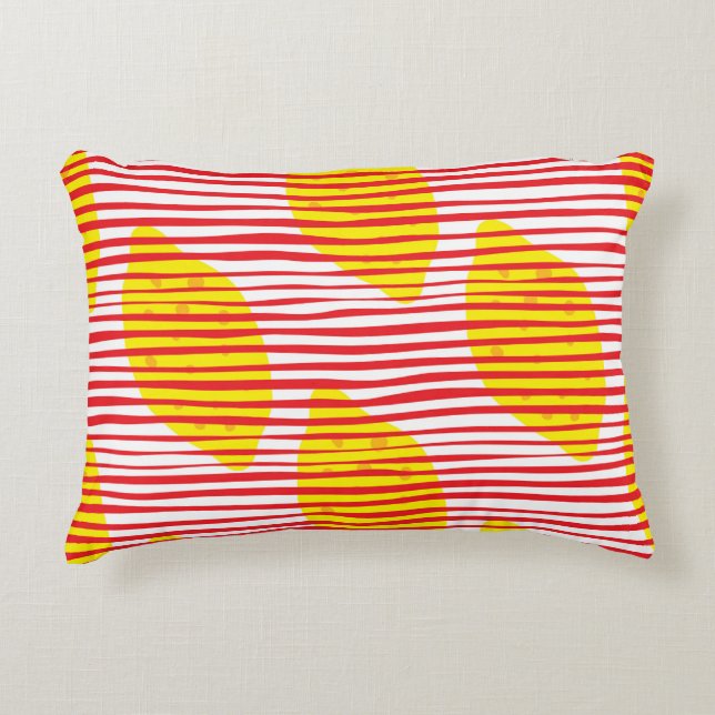 Abstract lemon with leaf seamless pattern. Hand dr Accent Pillow (Front)