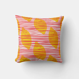 Abstract lemon with leaf seamless pattern. Hand dr Throw Pillow