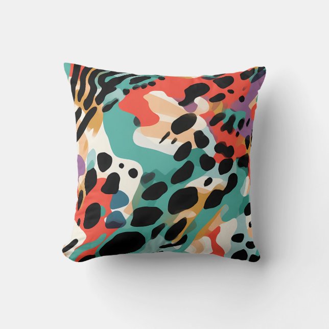 Abstract Leopard Pattern Throw Pillow (Front)