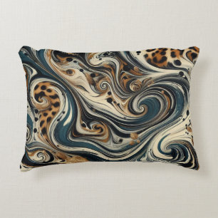 Abstract Leopard Print Swirl Accent Pillow