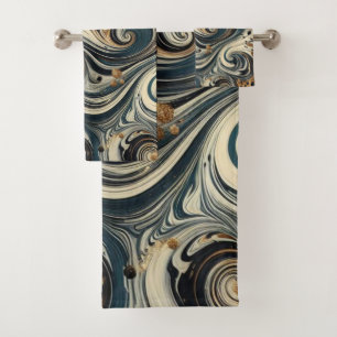 Abstract Leopard Print Swirl Bath Towel Set