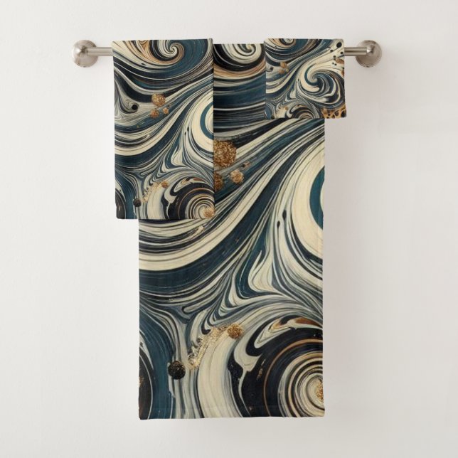 Abstract Leopard Print Swirl Bath Towel Set (Insitu)