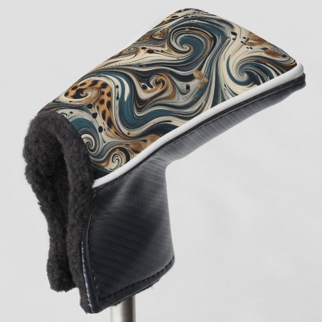 Abstract Leopard Print Swirl Golf Head Cover (3/4 Front)
