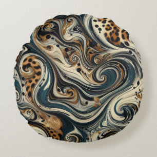 Abstract Leopard Print Swirl Round Pillow