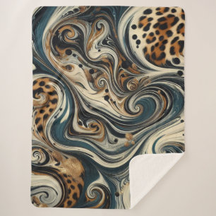 Abstract Leopard Print Swirl Sherpa Blanket