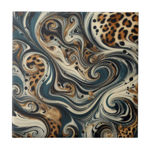 Abstract Leopard Print Swirl Tile