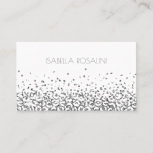 Abstract Leopard Silver Animal Print Personalized Business Card