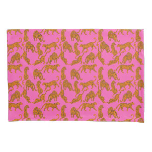 Abstract leopards with red lips and earnings  pillowcase