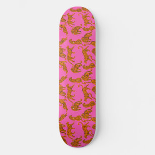 Abstract leopards with red lips  skateboard