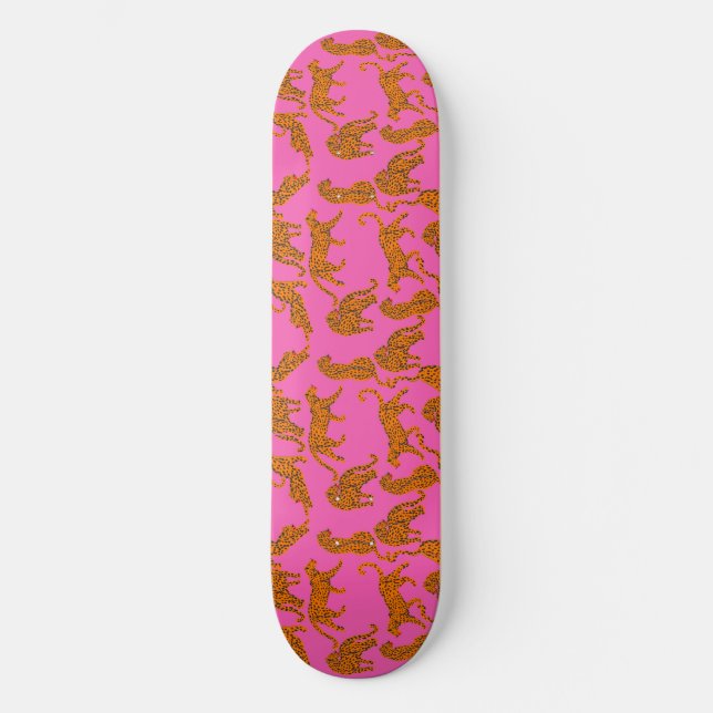 Abstract leopards with red lips  skateboard (Front)