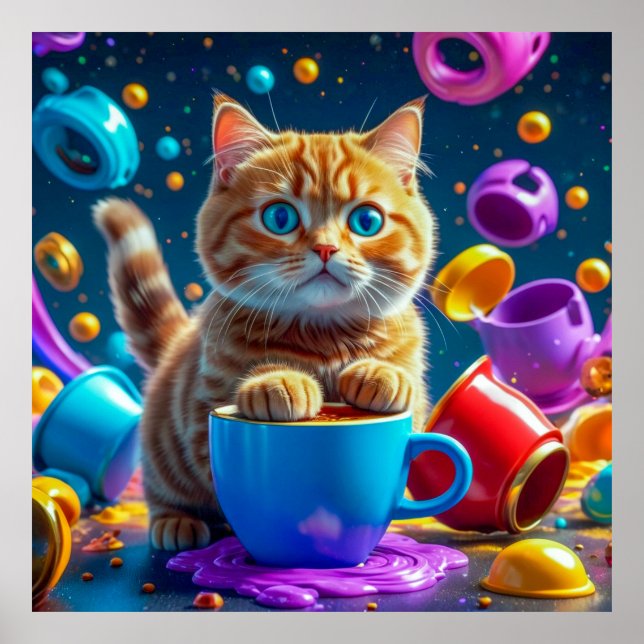 Abstract Life: Coffee, Cats & Colourful Chaos Poster (Front)