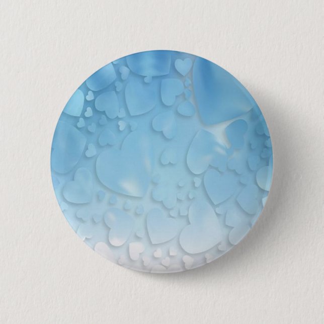 Abstract light blue hearts 2 inch round button (Front)