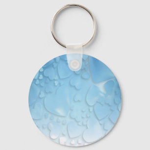 Abstract light blue hearts keychain
