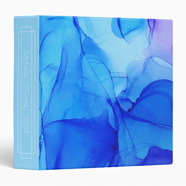 Abstract Light Blue Indigo Custom Alcohol Ink Binder (Front/Spine)